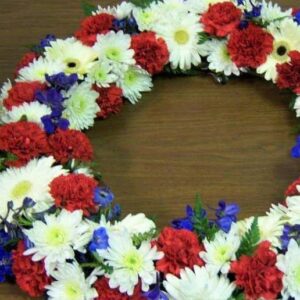 Stewart Baxter Funerals - Patriotic Sympathy standing circle wreath