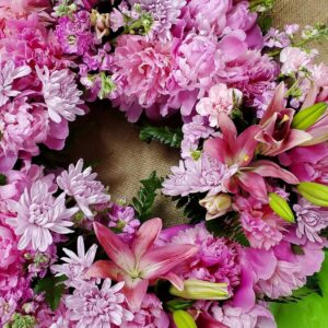 Stewart Baxter Funerals - Spring circle standing wreath